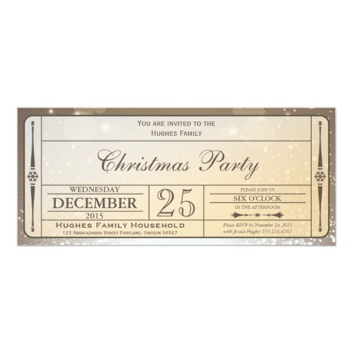 Elegant Christmas Party Ticket Invitation (front side)