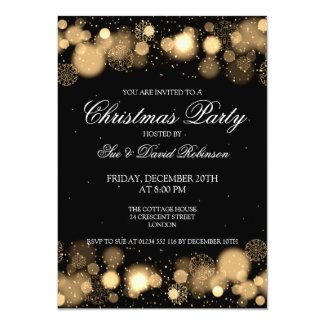 Elegant Christmas Party Winter Wonder Gold 5x7 Paper Invitation Card