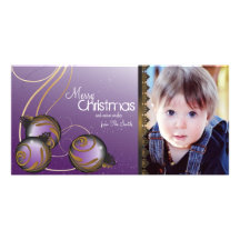 Elegant Christmas Photo Card Ornaments & Swirls