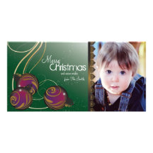 Elegant Christmas Photo Card Ornaments & Swirls