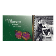 Elegant Christmas Photo Card Ornaments & Swirls