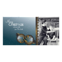 Elegant Christmas Photo Card Ornaments & Swirls