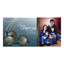 Elegant Christmas Photo Card Ornaments & Swirls