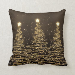 Elegant Christmas Sparkling Trees Black Brown Pillows