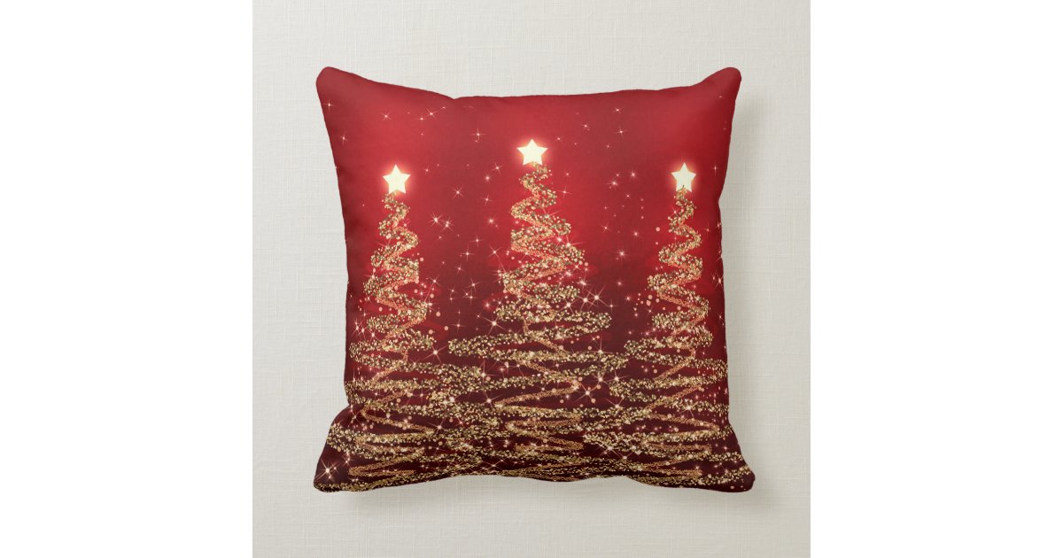 elegant christmas sparkling trees red throw pillow zazzle christmas wood stamps