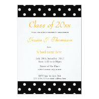 Elegant, classic black white polka dots graduation custom announcements