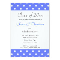 Elegant, classic blue white polka dots graduation personalized invitation