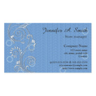 Elegant, classic, cool blue swirl floral business business card template