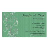 Elegant, classic cool green swirl floral business business card