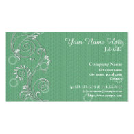 Elegant, classic, cool green swirl floral business business card templates