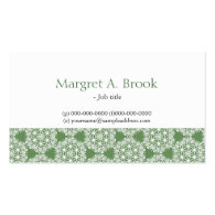 Elegant, classic green graphic floral profile card business cards