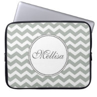 Elegant, classic grey and white chevron zigzag laptop sleeve