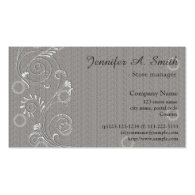 Elegant, classic grey swirl floral business business card templates