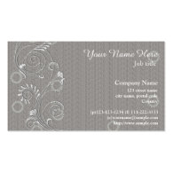 Elegant, classic grey swirl floral business business card templates