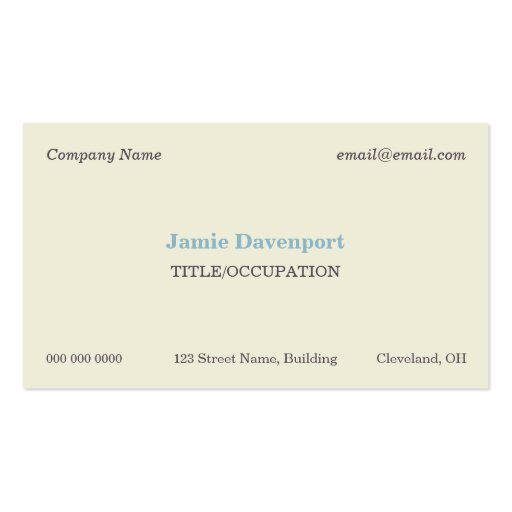 Elegant Classic Minimalistic Eggshell Blue Business Card Template (front side)