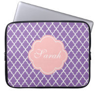 Elegant, classic, modern purple quatrefoil computer sleeve