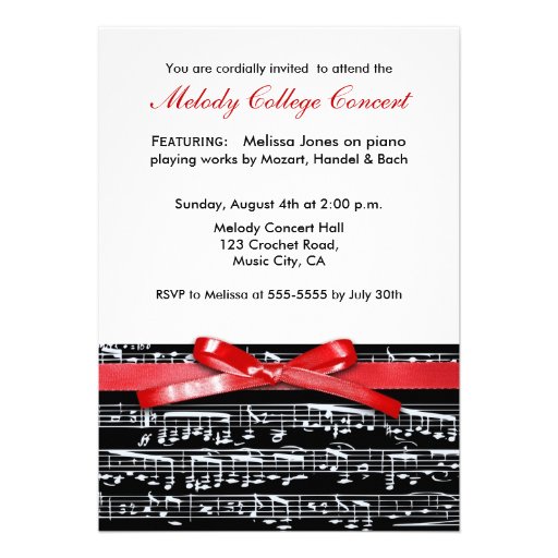 Elegant classic music concert recital invitation
