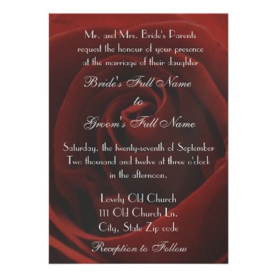 Elegant Classic Red Rose Wedding Invitation
