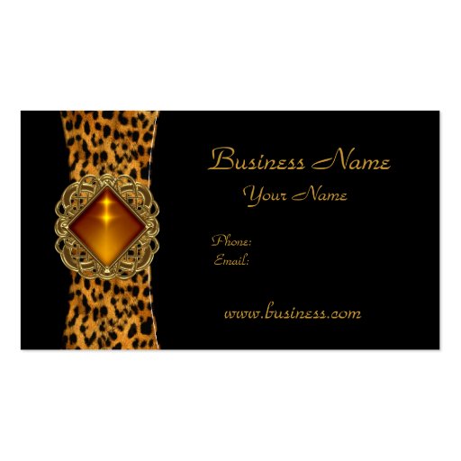Elegant Classy Black Leopard animal Jewel Business Card Templates