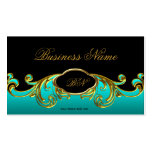 Elegant Classy Black Teal Blue Green Gold Floral Business Card