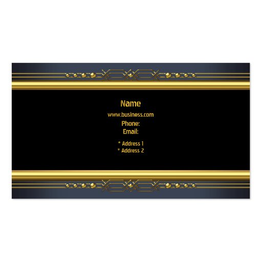 Elegant Classy Black Yellow Gold Charcoal Steel Business Card Templates (back side)