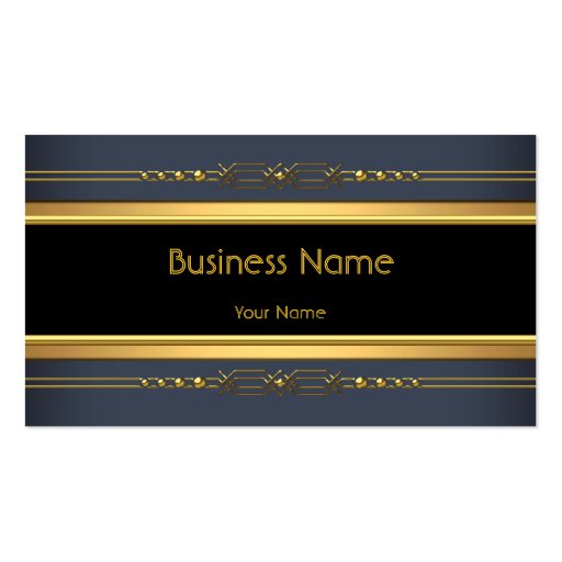 Elegant Classy Black Yellow Gold Charcoal Steel Business Card Templates (front side)