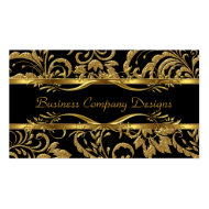 Elegant Classy Gold Black Damask Embossed Look Business Card