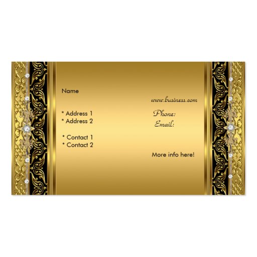 Elegant Classy Gold Black Diamond Business Cards (back side)