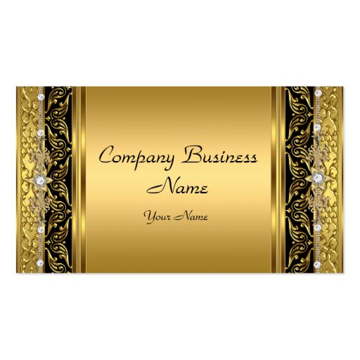 Elegant Classy Gold Black Diamond Business Cards (front side)
