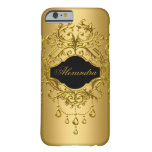 Elegant Classy Gold Black Floral Barely There iPhone 6 Case