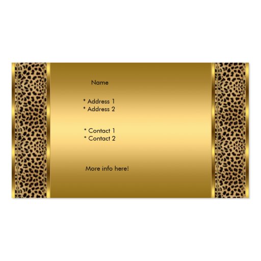 Elegant Classy Gold Black Leopard animal print Business Card (back side)