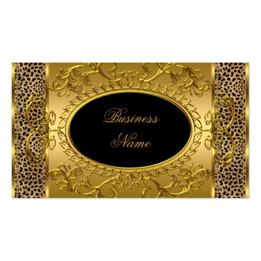 Elegant Classy Gold Black Leopard animal print Business Card