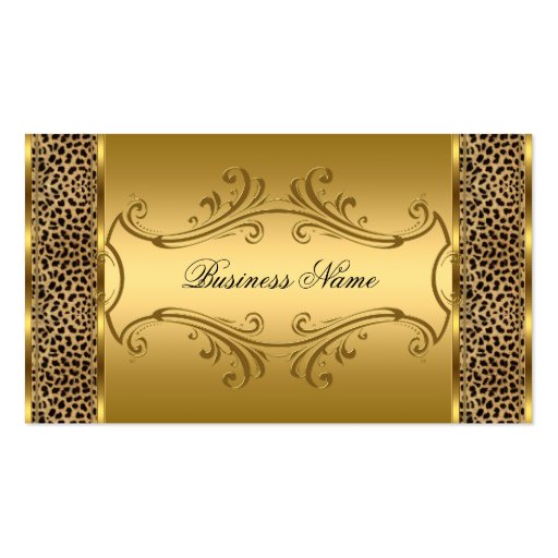 Elegant Classy Gold Black Leopard animal print Business Card (front side)