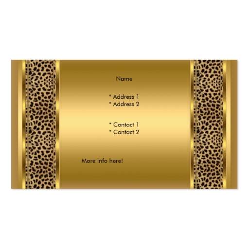 Elegant Classy Gold Black Leopard animal print Business Card (back side)