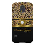 Elegant Classy Gold Black Leopard With Jewel 2 Galaxy S5 Covers