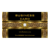 Elegant Classy Gold Black Leopard With Jewel Business Card Templates