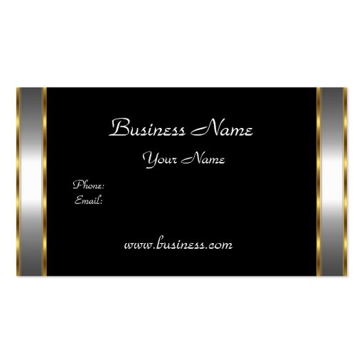 Elegant Classy Gold Black silver Business Card Templates (front side)