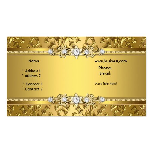 Elegant Classy Gold Damask Embossed Image Business Card Templates (back side)