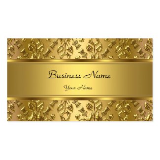 Elegant Classy Gold Damask Embossed Look Business Cards