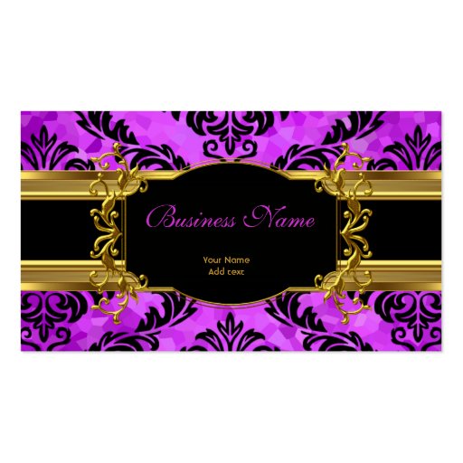 Elegant Classy Purple Gold Damask Floral Profile Business Cards