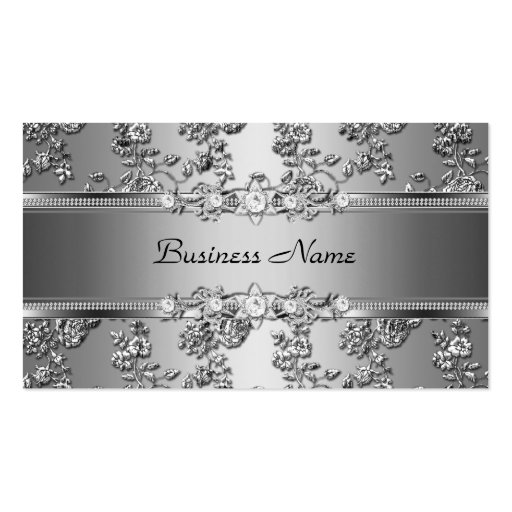 Elegant Classy Silver Embossed Diamond Image Business Card (front side)