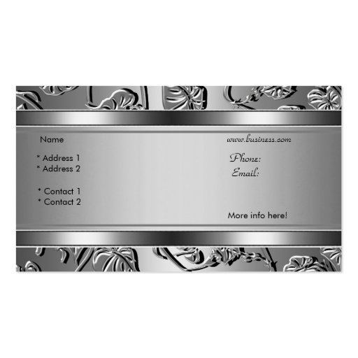 Elegant Classy Silver Embossed Look Image Business Card (back side)
