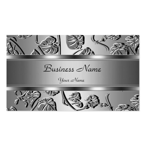 Elegant Classy Silver Embossed Look Image Business Card (front side)