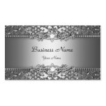 Elegant Classy Silver Gray Damask Embossed Look Business Cards