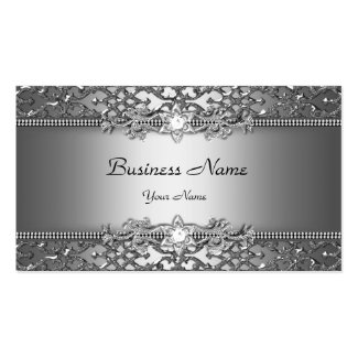 Elegant Classy Silver Gray Damask Embossed Look Business Cards