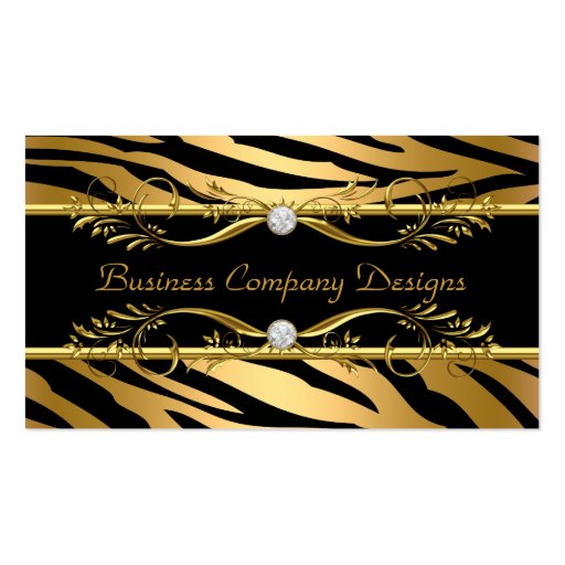 Elegant Classy Zebra Gold Black Embossed Look Business Card (front side)