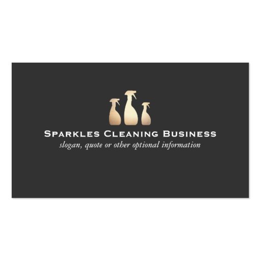Elegant Cleaning Business Gold and Black Business Cards (front side)