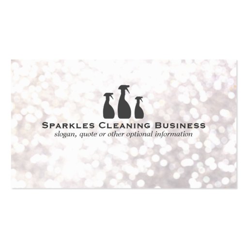 Elegant Cleaning Service White Bokeh Business Card (front side)