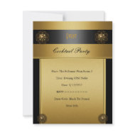 Elegant Cocktail Party Black Gold Yellow invitation