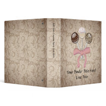 Elegant Cocoa Damask Cake Pop Vinyl Binder